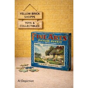 Vintage Fine Arts Picture Puzzle 300 Pc Quiet Countryside Cottage USA